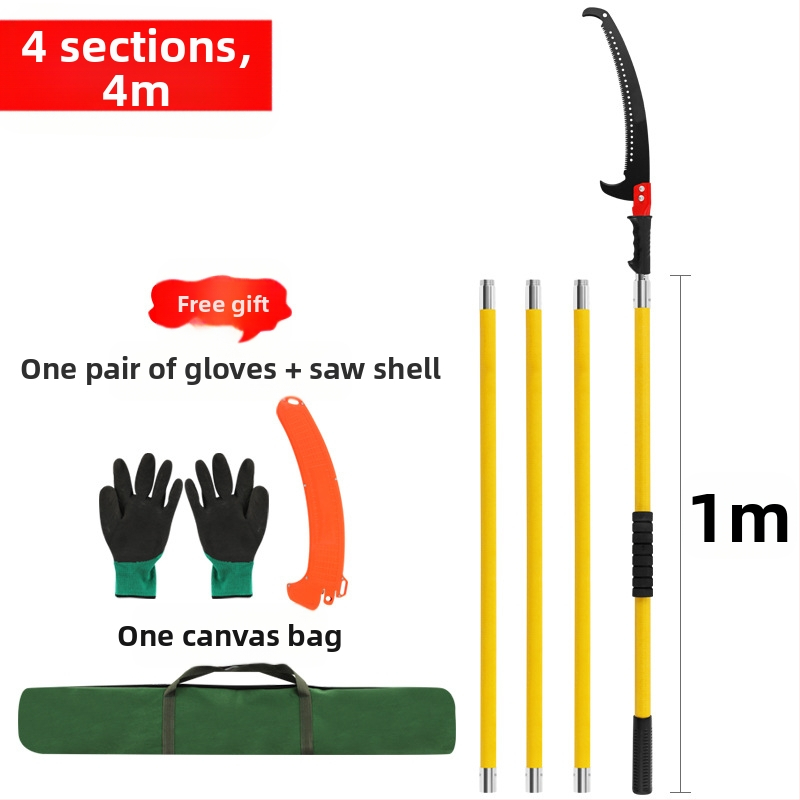 Daudzfunkcionāls izolēts rokas zāģis ar paplašināmo kātu un epoksīda sveķu stieni koku un dārza apgriešanai