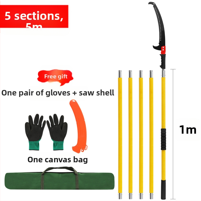Daudzfunkcionāls izolēts rokas zāģis ar paplašināmo kātu un epoksīda sveķu stieni koku un dārza apgriešanai