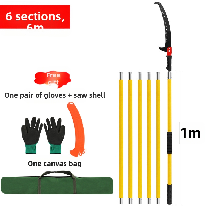 Daudzfunkcionāls izolēts rokas zāģis ar paplašināmo kātu un epoksīda sveķu stieni koku un dārza apgriešanai