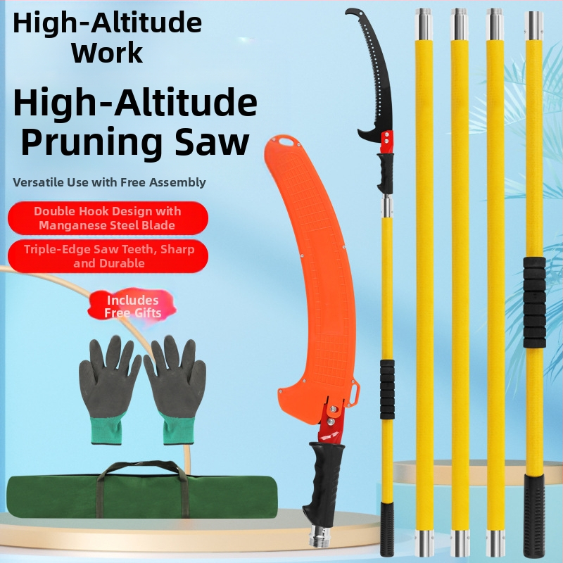 Daudzfunkcionāls izolēts rokas zāģis ar paplašināmo kātu un epoksīda sveķu stieni koku un dārza apgriešanai