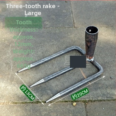 Vrtna metalna grablja sa dva zuba i hvataljkom