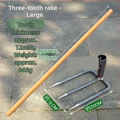 Vrtna metalna grablja sa dva zuba i hvataljkom