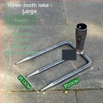 Vrtna metalna grablja sa dva zuba i hvataljkom