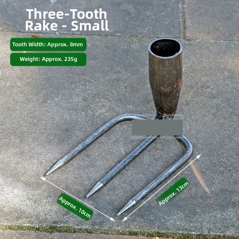 Vrtna metalna grablja sa dva zuba i hvataljkom