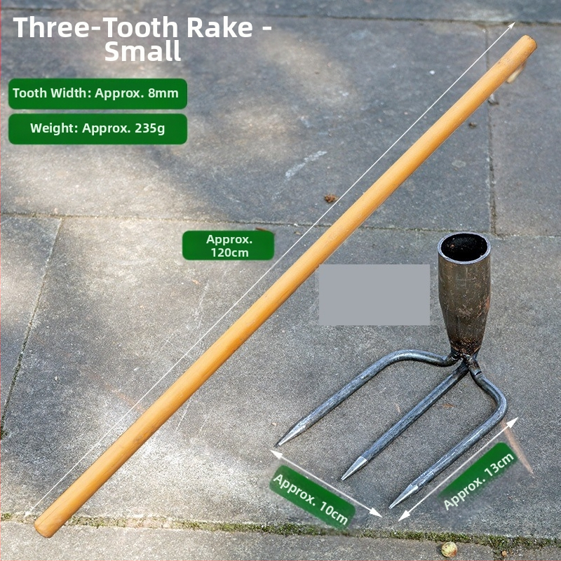 Vrtna metalna grablja sa dva zuba i hvataljkom