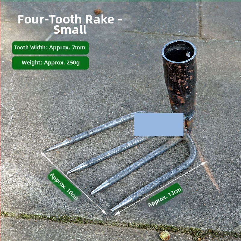 Vrtna metalna grablja sa dva zuba i hvataljkom
