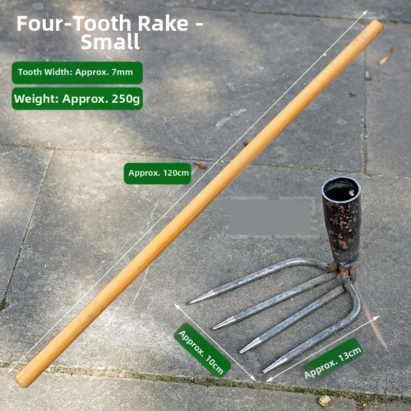 Vrtna metalna grablja sa dva zuba i hvataljkom
