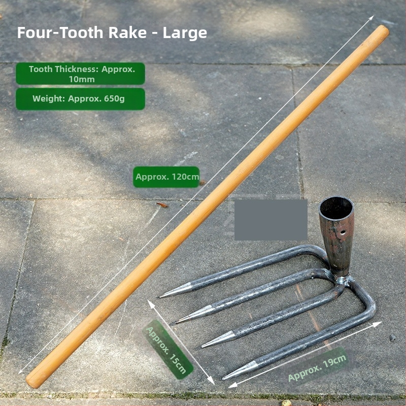 Vrtna metalna grablja sa dva zuba i hvataljkom