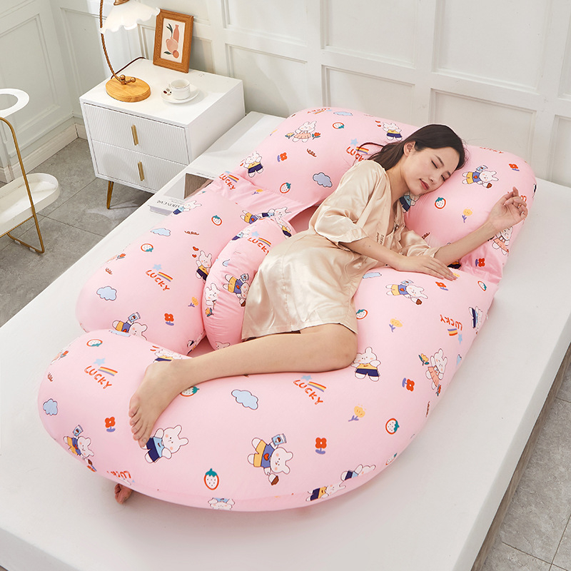 Grūtnieku spilvens ar U formu, kodols no 100% kokvilnas, pildījums no poliesteru šķiedras, 2,5 kg, piemērots visiem grūtniecības posmiem