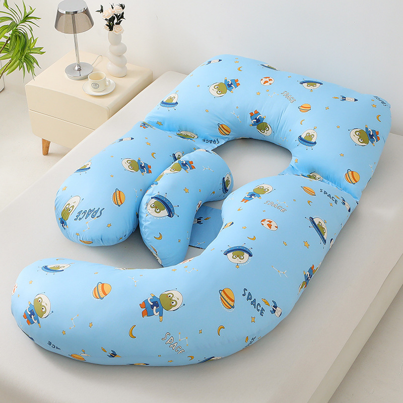 Grūtnieku spilvens ar U formu, kodols no 100% kokvilnas, pildījums no poliesteru šķiedras, 2,5 kg, piemērots visiem grūtniecības posmiem