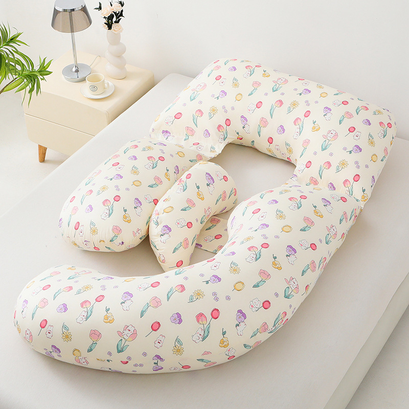 Grūtnieku spilvens ar U formu, kodols no 100% kokvilnas, pildījums no poliesteru šķiedras, 2,5 kg, piemērots visiem grūtniecības posmiem