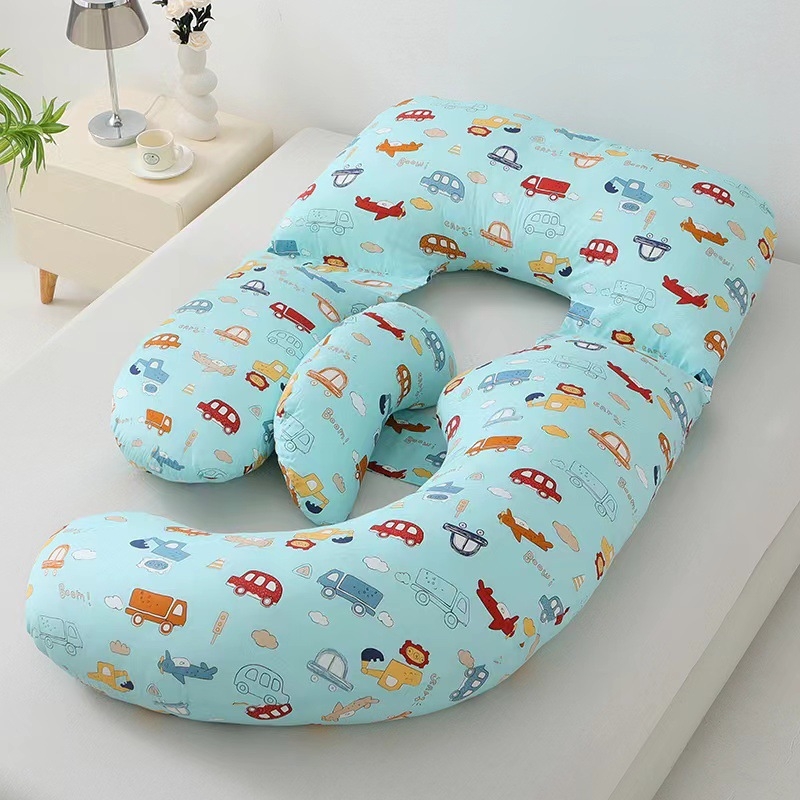 Grūtnieku spilvens ar U formu, kodols no 100% kokvilnas, pildījums no poliesteru šķiedras, 2,5 kg, piemērots visiem grūtniecības posmiem