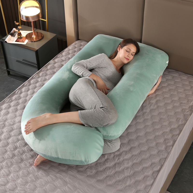 G-formas grūtniecības spilvens sāņajam gulēšanai, samta audums, pildījums poliestera šķiedra, noņemams pārvalks, 3,15 kg