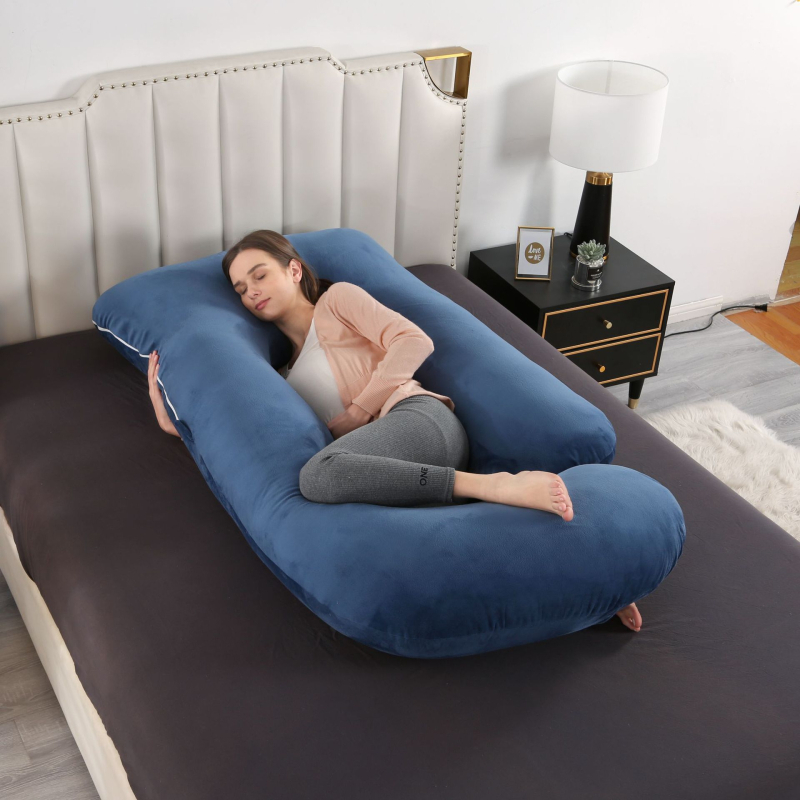 G-formas grūtniecības spilvens sāņajam gulēšanai, samta audums, pildījums poliestera šķiedra, noņemams pārvalks, 3,15 kg