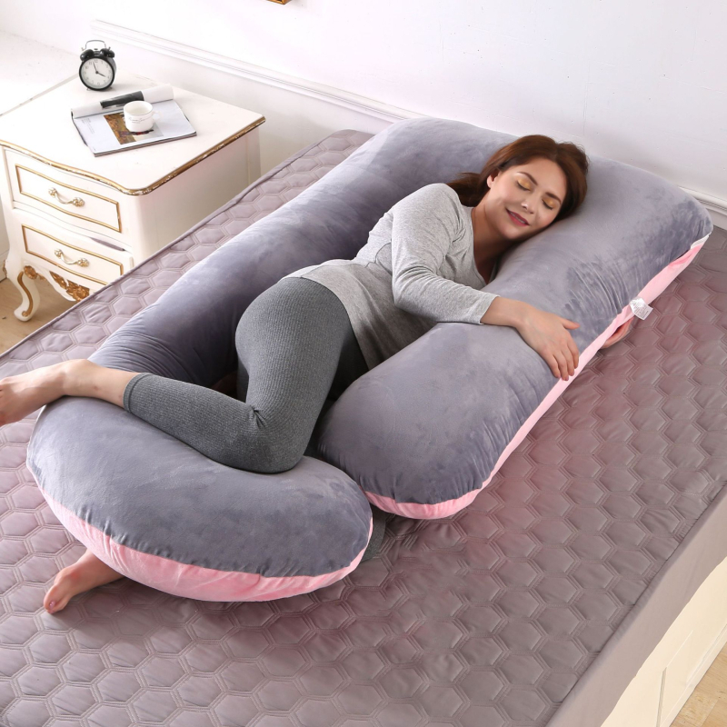 G-formas grūtniecības spilvens sāņajam gulēšanai, samta audums, pildījums poliestera šķiedra, noņemams pārvalks, 3,15 kg