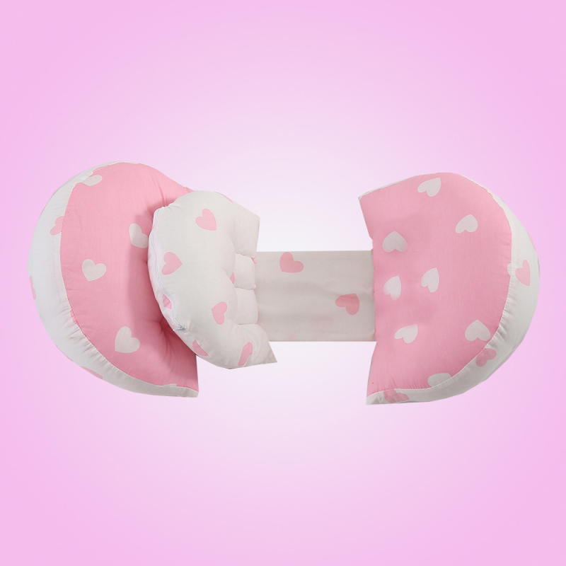 U-formas grūtniecības spilvens sāns gulēšanai ar jostas atbalstu, mazgājams, no tīra kokvilnas auduma, poliestera šķiedras pildījums, piemērots visiem grūtniecības posmiem