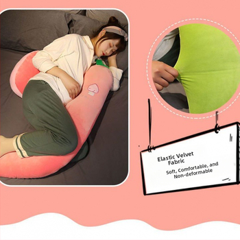 U-veida grūtnieču spilvens ar vidējo atbalstu sānu gulēšanai; svars 0,55–1,0 kg; pildījuma augstums 1–5 cm; piemērots visiem grūsnības posmiem; noņemams un mazgājams pārklājs