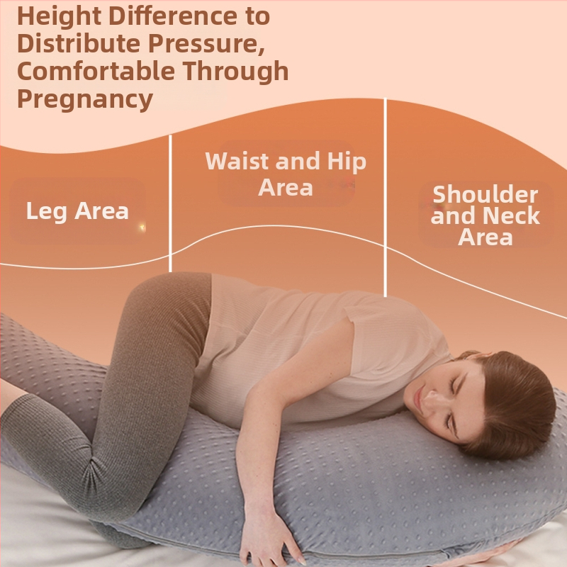 Плетена J-образна възглавница за бременни с опора за талията, пълнеж полиестерни влакна, тегло 1,9 кг, персонализиране