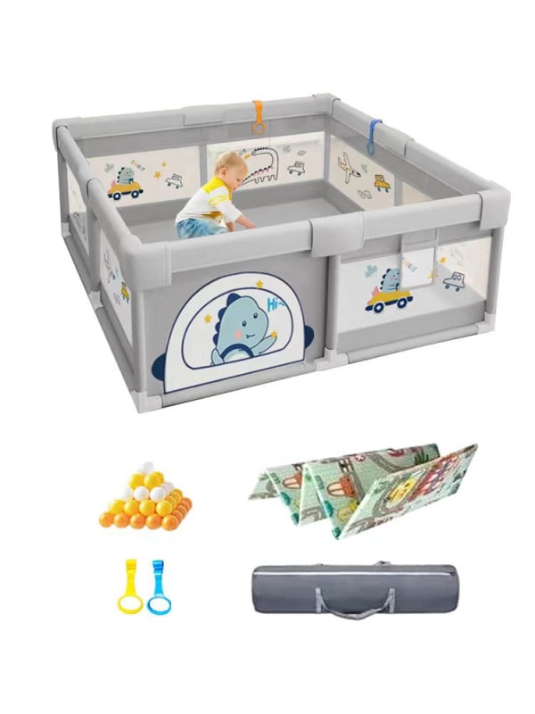 Sklopivi dječji madrac za igru s ogradom - unutarnja upotreba, tkanina, za djecu 0-2 godine