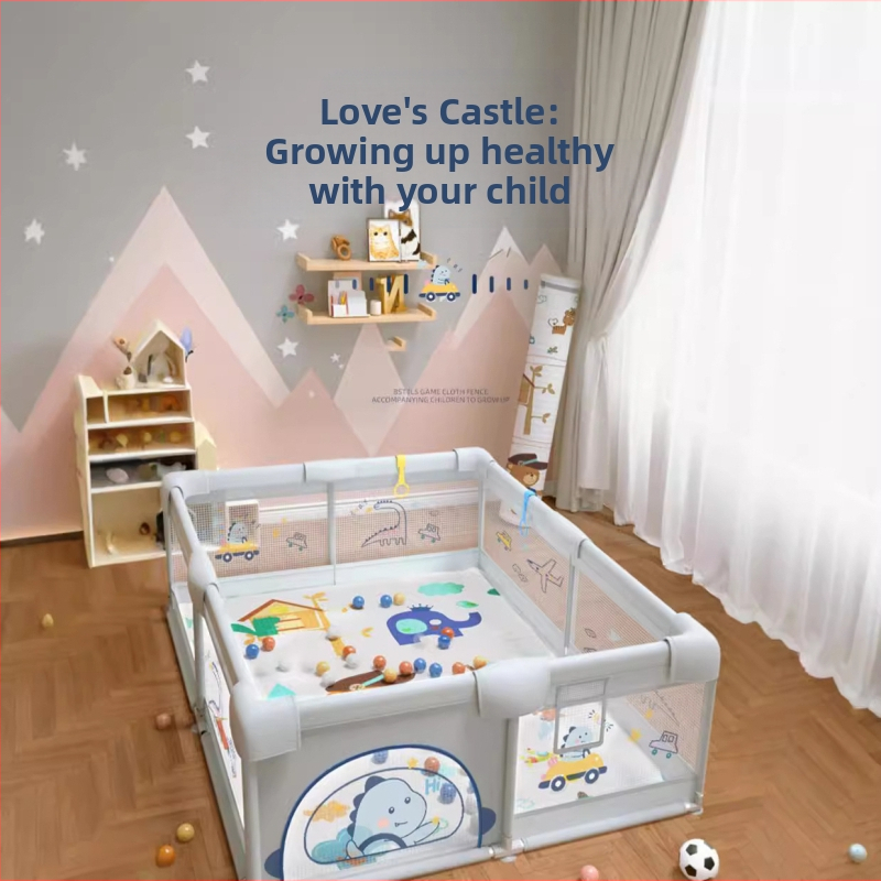 Сгъваема детска подложка за лазане с ограда - плат, вътрешна употреба, за деца 0-2 г