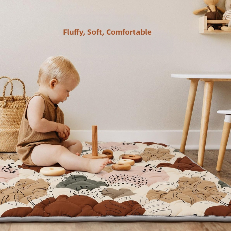 QZ Бебешки мат за пълзене, цялостен дизайн, от плат, дебелина 1 см, подходящ за 0–3 години