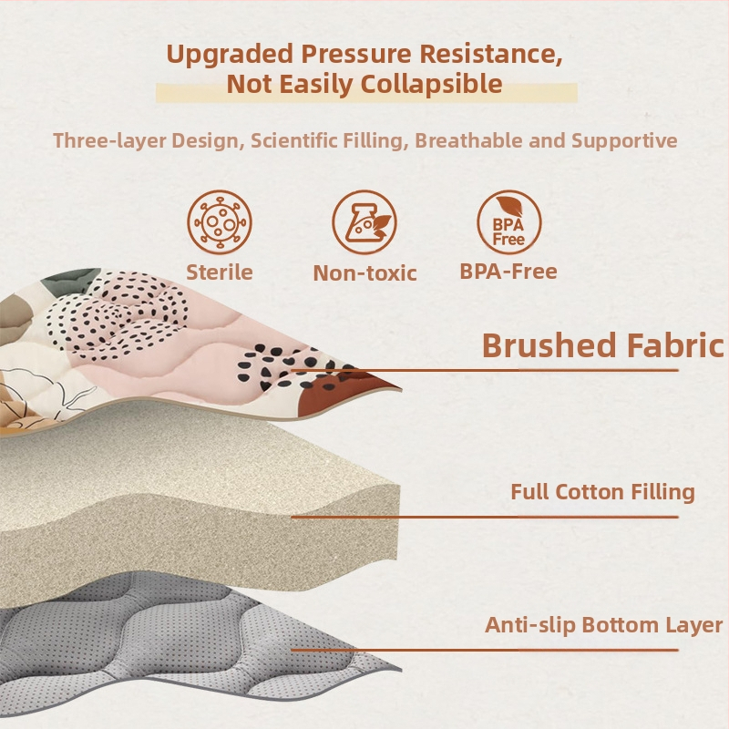 QZ Бебешки мат за пълзене, цялостен дизайн, от плат, дебелина 1 см, подходящ за 0–3 години