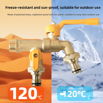 Kran za perilicu i kupaonu — 304 nehrđajući čelik / mesing / plast, dvostruki izlaz, debela konstrukcija, otporan na eksplozije