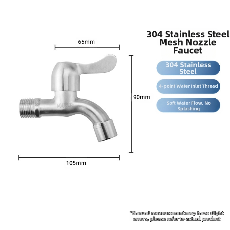 Kran za perilicu i kupaonu — 304 nehrđajući čelik / mesing / plast, dvostruki izlaz, debela konstrukcija, otporan na eksplozije