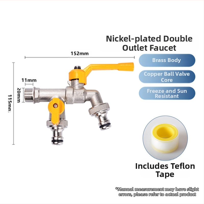 Kran za perilicu i kupaonu — 304 nehrđajući čelik / mesing / plast, dvostruki izlaz, debela konstrukcija, otporan na eksplozije