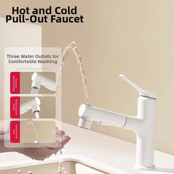 Praustuvo maišytuvo su ištraukiamu purkštuvu, karštas ir šaltas, nerūdijančio plieno SUS33, keraminis vožtuvo korpusas, 0-90°C, 0.8-1.2 MPa