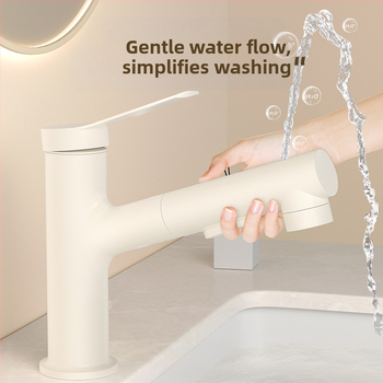 Praustuvo maišytuvo su ištraukiamu purkštuvu, karštas ir šaltas, nerūdijančio plieno SUS33, keraminis vožtuvo korpusas, 0-90°C, 0.8-1.2 MPa