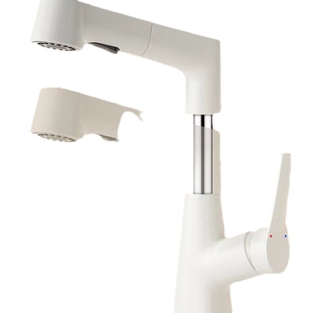 Praustuvo maišytuvo su ištraukiamu purkštuvu, karštas ir šaltas, nerūdijančio plieno SUS33, keraminis vožtuvo korpusas, 0-90°C, 0.8-1.2 MPa