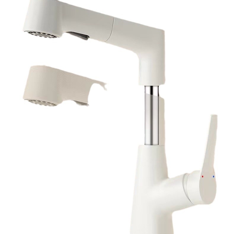 Praustuvo maišytuvo su ištraukiamu purkštuvu, karštas ir šaltas, nerūdijančio plieno SUS33, keraminis vožtuvo korpusas, 0-90°C, 0.8-1.2 MPa