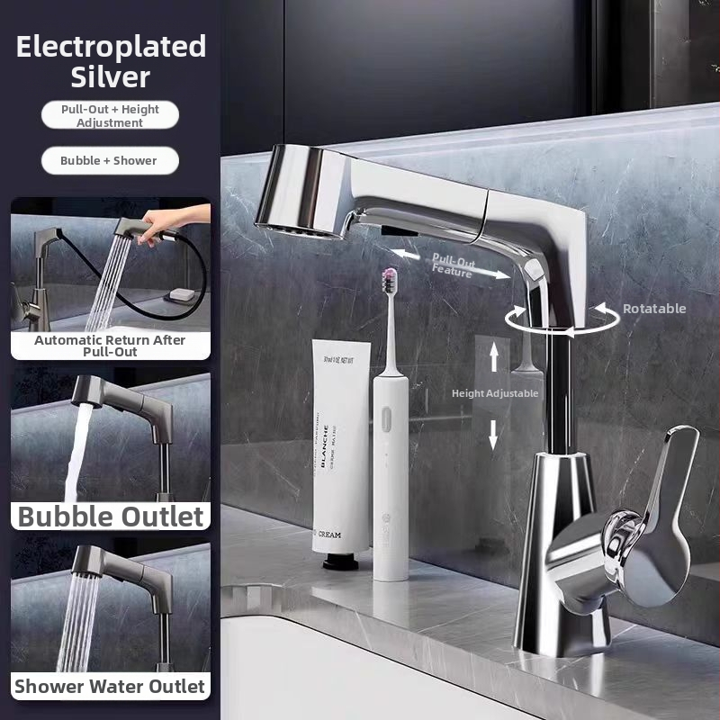 Praustuvo maišytuvo su ištraukiamu purkštuvu, karštas ir šaltas, nerūdijančio plieno SUS33, keraminis vožtuvo korpusas, 0-90°C, 0.8-1.2 MPa