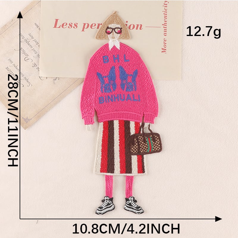 Patch κεντήματος διαλυόμενο στο νερό με εικόνα κοριτσιού για ρούχα και αξεσουάρ