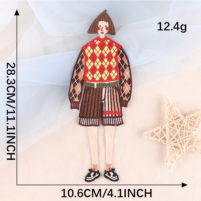 Patch κεντήματος διαλυόμενο στο νερό με εικόνα κοριτσιού για ρούχα και αξεσουάρ