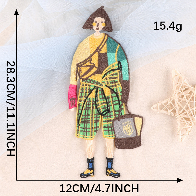 Patch κεντήματος διαλυόμενο στο νερό με εικόνα κοριτσιού για ρούχα και αξεσουάρ