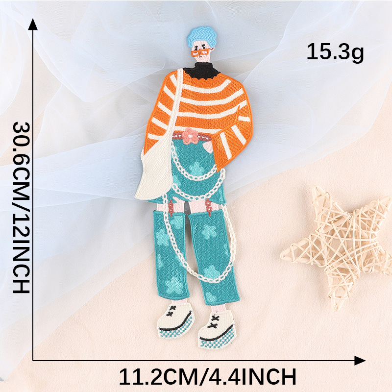 Patch κεντήματος διαλυόμενο στο νερό με εικόνα κοριτσιού για ρούχα και αξεσουάρ