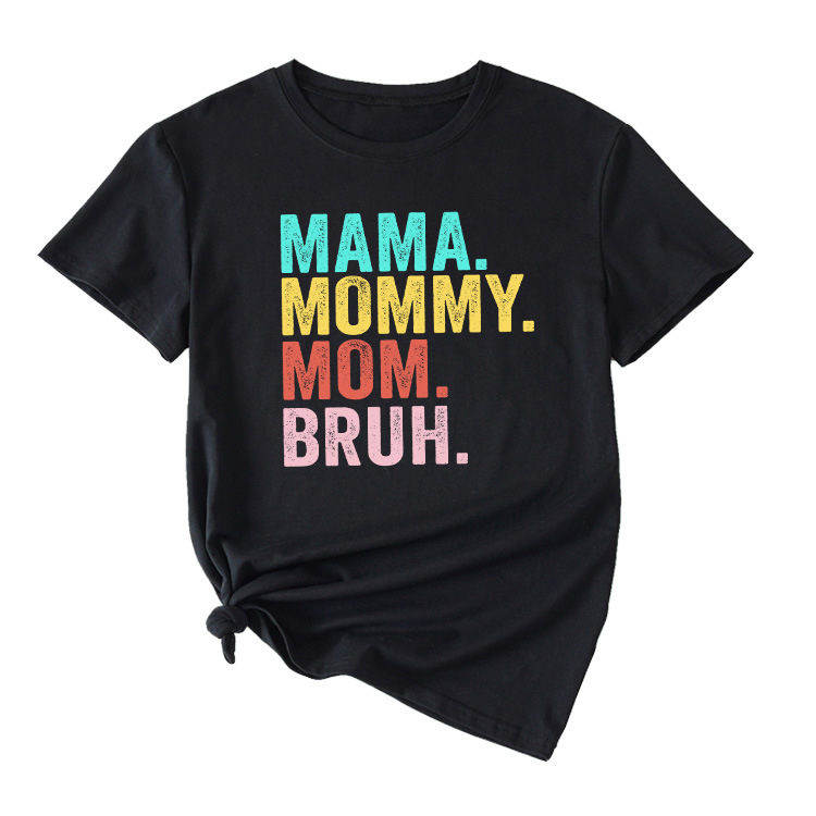 Tricou de damă din bumbac, imprimeu, mâneci scurte, guler rotund, croială lejeră, stil street hip-hop