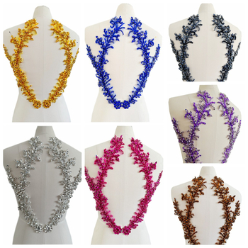 Patch pentru haine cu mărgele acrilice și paiete, decor floral pe spate din plasă, accesorii DIY, Primăvara 2023, Qingdao