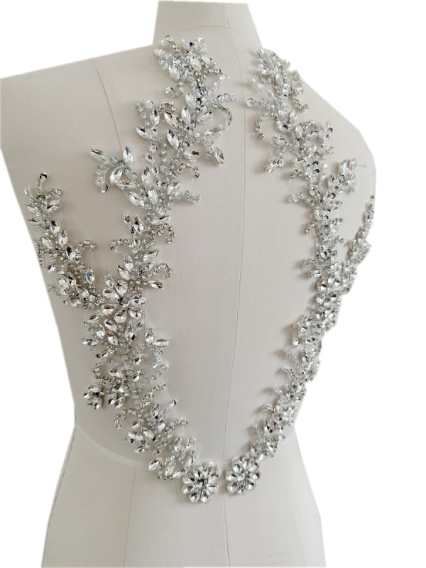 Patch pentru haine cu mărgele acrilice și paiete, decor floral pe spate din plasă, accesorii DIY, Primăvara 2023, Qingdao