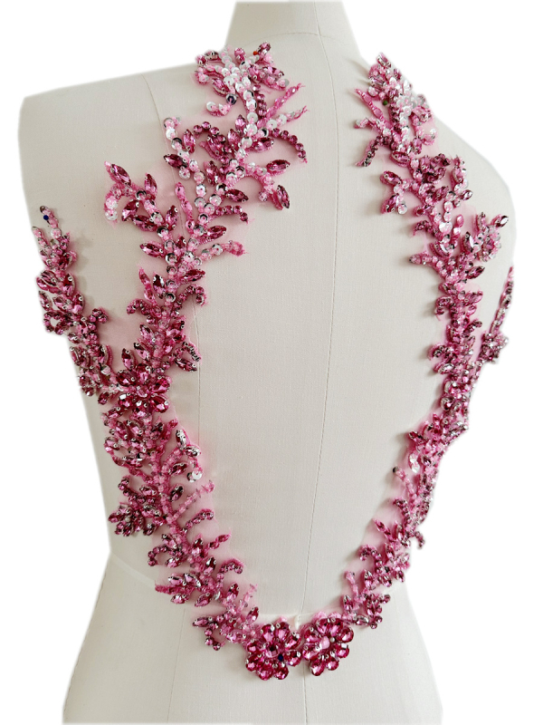 Patch pentru haine cu mărgele acrilice și paiete, decor floral pe spate din plasă, accesorii DIY, Primăvara 2023, Qingdao