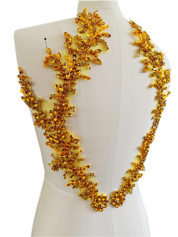 Patch pentru haine cu mărgele acrilice și paiete, decor floral pe spate din plasă, accesorii DIY, Primăvara 2023, Qingdao