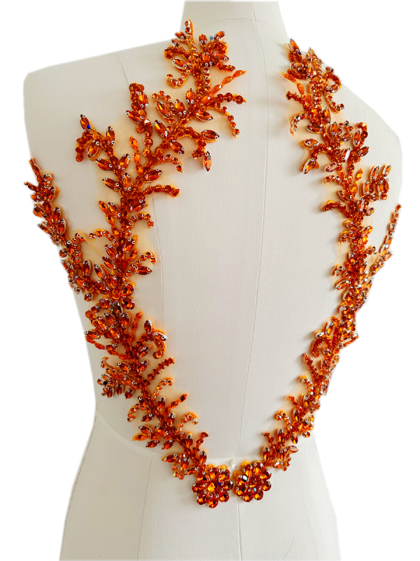 Patch pentru haine cu mărgele acrilice și paiete, decor floral pe spate din plasă, accesorii DIY, Primăvara 2023, Qingdao