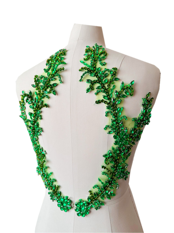 Patch pentru haine cu mărgele acrilice și paiete, decor floral pe spate din plasă, accesorii DIY, Primăvara 2023, Qingdao