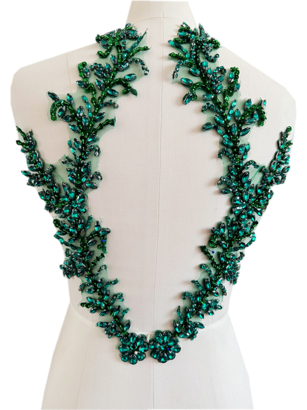 Patch pentru haine cu mărgele acrilice și paiete, decor floral pe spate din plasă, accesorii DIY, Primăvara 2023, Qingdao