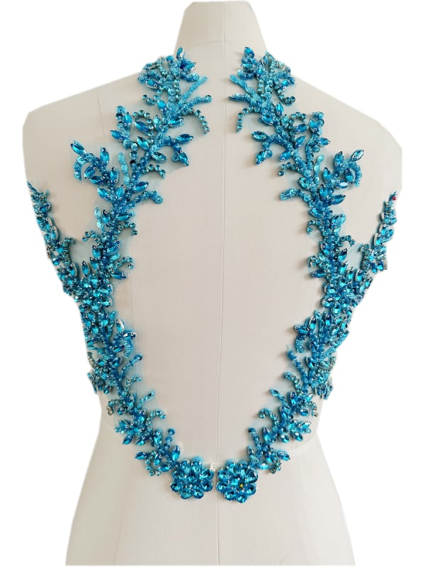 Patch pentru haine cu mărgele acrilice și paiete, decor floral pe spate din plasă, accesorii DIY, Primăvara 2023, Qingdao