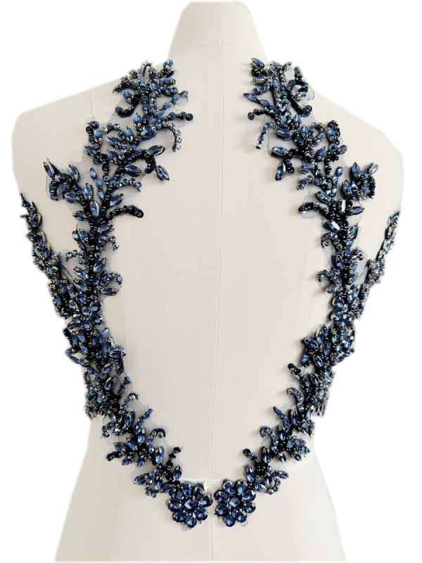 Patch pentru haine cu mărgele acrilice și paiete, decor floral pe spate din plasă, accesorii DIY, Primăvara 2023, Qingdao