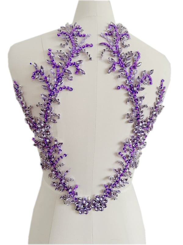 Patch pentru haine cu mărgele acrilice și paiete, decor floral pe spate din plasă, accesorii DIY, Primăvara 2023, Qingdao