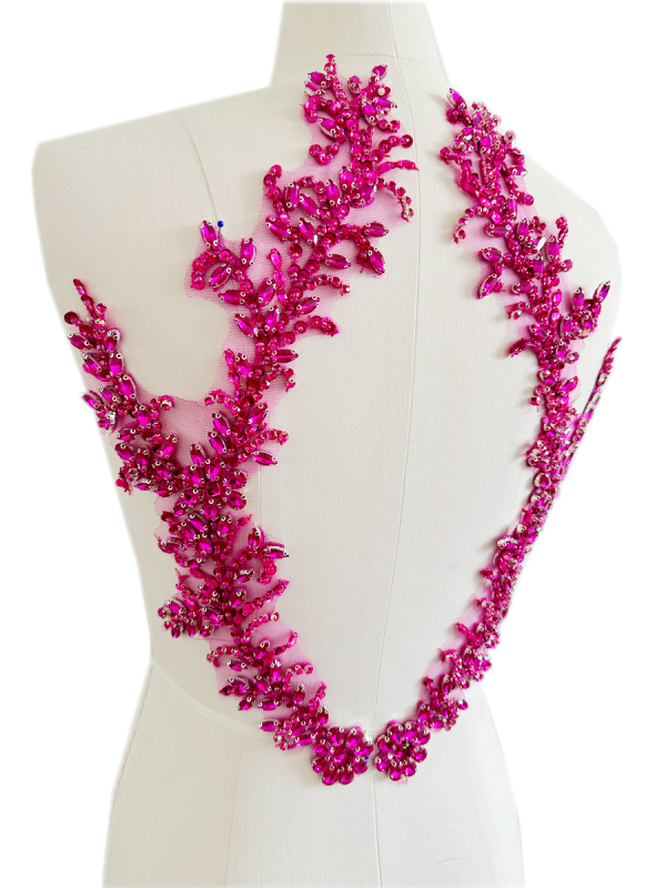 Patch pentru haine cu mărgele acrilice și paiete, decor floral pe spate din plasă, accesorii DIY, Primăvara 2023, Qingdao